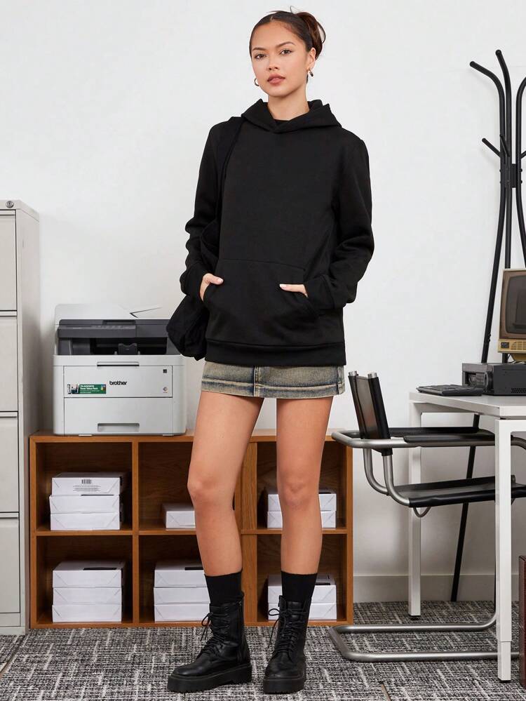 1pc Knitted Hoodie Sweatshirt With Photo And Text Print, For Fall Winter