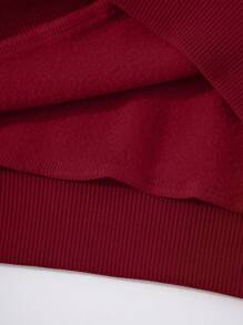 SHEIN EZwear Women's Butterfly & Chrysanthemum Printed Zipper Front Hooded Sweatshirt - Burgundy - View 6