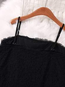 SHEIN Qutie Lace Spaghetti Strap Camisole Top - Beige - View 7