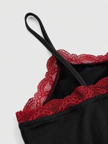 Rosie Của phụ nữ Ren Vá lại Giáng sinh Con ma In Áo ba lỗ Áo ba lỗ - màu đen - Xem 3