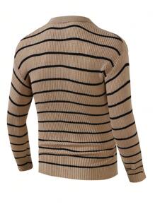 Manfinity Homme Men'S Casual Cardigan With Stripe Pattern And Collar