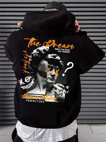 SHEIN Explorewe Teen Boys' Printed Sweatshirt With Sculpture Design On The Back - Black - View 1