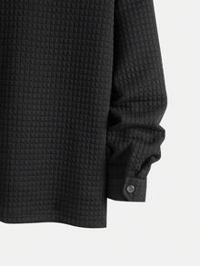 Manfinity Homme 紋理長袖襯衫外套 - 黑色 - 查看 3