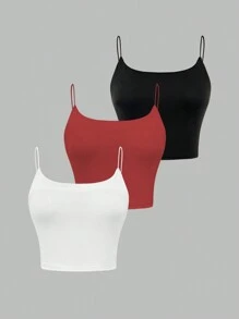 SHEIN Unity Màu thuần Phù hợp Áo ba lỗ Áo - Nhiều màu - Xem 1