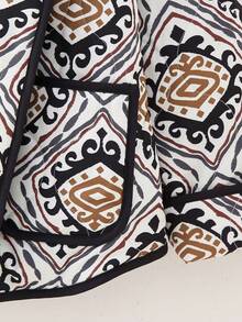 印花披肩领夹棉大衣 - 彩色 - 查看 6