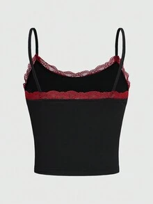 Rosie Của phụ nữ Ren Vá lại Giáng sinh Con ma In Áo ba lỗ Áo ba lỗ - màu đen - Xem 2