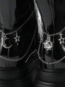 ROMWE Fairycore 2pcs Gothic Style Chain Decoration With Stars/Sun/Moon For Shoes And Boots Fall, Halloween
