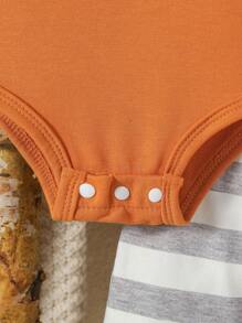 Em bé Con trai Túi kangaroo áo có mũ Romper Với Sọc Quần Bộ - Nhiều màu - Xem 5