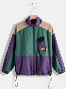 SHEIN EZwear Chaqueta Tejida Con Bloques De Color Para Mujer Talla Grande