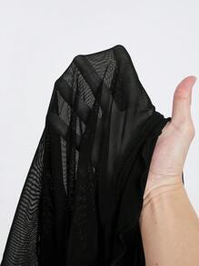 SHEIN MOD 女士前扣鈕帶波浪袖上衣 - 黑色 - 查看 5