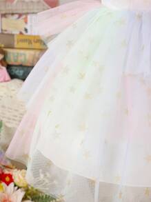嬰兒女童多色多層紗裙禮服裙 - 彩色 - 查看 4