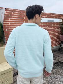 Claim Dot 男士長袖套頭毛衣 - 淺藍色 - 查看 2