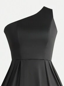 1 Miếng Của phụ nữ Thanh lịch Vai xiên Đầm dạ hội - màu đen - Xem 3