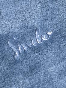 SHEIN 幼兒女孩字母刺繡法蘭絨套裝 - 霧霾藍 - 查看 5