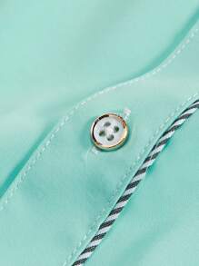 Manfinity Mode Men's Color Block Striped Long Sleeve Shirt - Mint Green - View 7