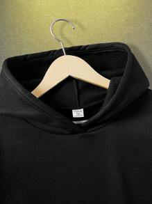 SHEIN Explorewe Teen Boys' Printed Sweatshirt With Sculpture Design On The Back - Black - View 4