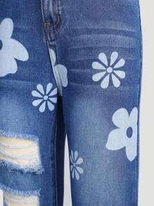 Cô gái Tween In Đau khổ Pháo sáng Quần jean Với Raw Hem - Rửa tối - Xem 4