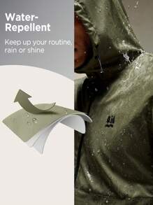 In My Nature Men Letter Graphic Half Zip Hooded Rain Jacket - Army Green - View 3