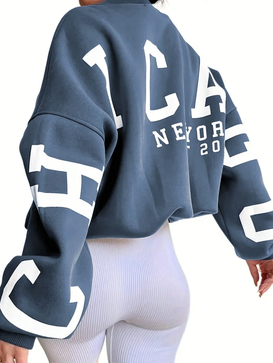 INAWLY Langarm Sweatshirt Mit Text Muster Für Lässige Anlässe