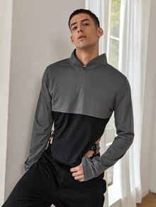 Manfinity Fever City Men's Contrast Color Tee With Rounded Hem - Black - View 4