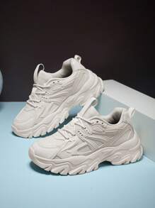 運動老爹鞋適用於女士前綁帶戶外運動鞋 - 米色 - 查看 3