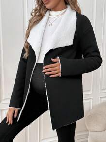 SHEIN 孕婦假羊毛襯衫領外套 - 深灰色 - 查看 3