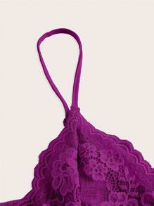 SHEIN ICON Lace Patchwork Pleated Camisole Top - Red Violet - View 3