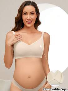 SHEIN Maternity Solid Color Nursing Bra For Mother