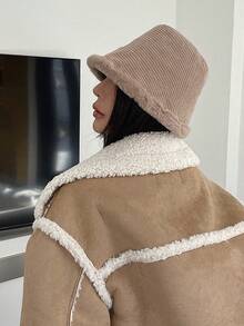 DAZY Minimalist Warm Bucket Hat - Khaki - View 5