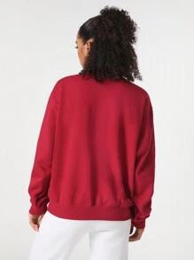 GraceKreations Áo nỉ nỉ vai trễ in kỹ thuật số dành cho nữ, dùng cho ngày lễ, kỳ nghỉ - Màu Đỏ Sâu - Xem 2
