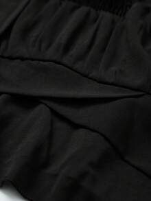 SHEIN Unity Tie Back Solid Color Crop Top - Black - View 5