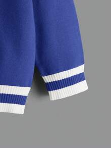 SHEIN 男童(小童)休閒圓領長袖毛衣 - 寶藍色 - 查看 3