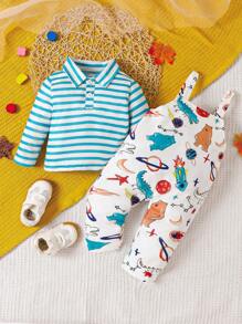 Animal Rocket Sweatshirt Overall Baby Boy Casual - Blue - View 1