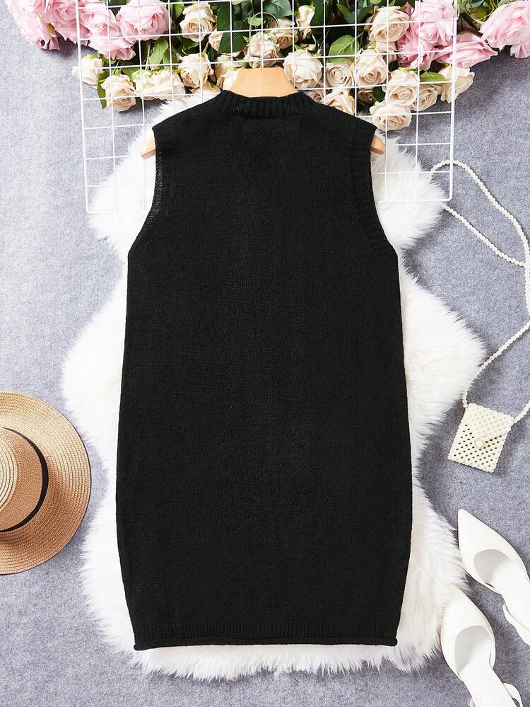 Women's Solid Color Half Button Down Sweater Dress