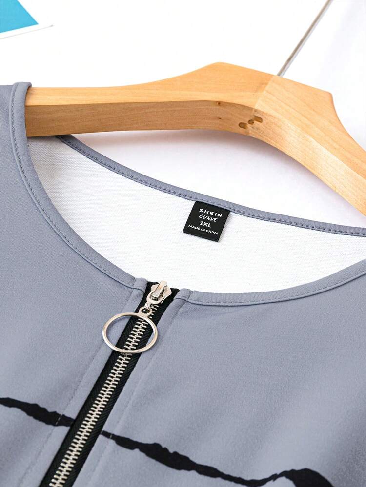 Women's Plus Size Half-Zipper Sweatshirt Pullover Fall Sweatshirt