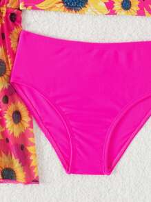 嬰兒女童向日葵印花泳衣套裝 - 彩色 - 查看 4