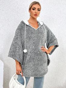 SHEIN Essnce 寬鬆型珊瑚絨連帽女裝連衣裙