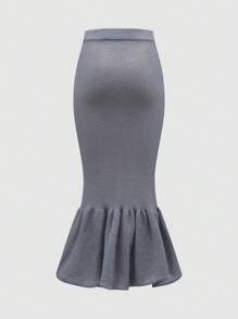 SHEIN Unity Gray Mermaid Hem Skirt - Grey - View 2