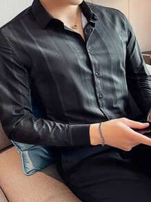 Manfinity Homme Nam Sọc Tay áo dài Áo sơ mi - màu đen - Xem 1