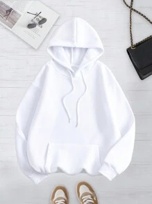 INAWLY Women's Solid Color Hooded Sweatshirt With Drawstring And Thermal Lined ,Long Sleeve Tops Graduation,Back To School,Graduation,Teacher For Women,Back To School Pullover Fall Sweatshirt - Multicolor - View 6