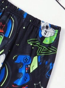 Teen Boys' Glow-In-The-Dark Game Console Printed Home Clothes - Black - View 4