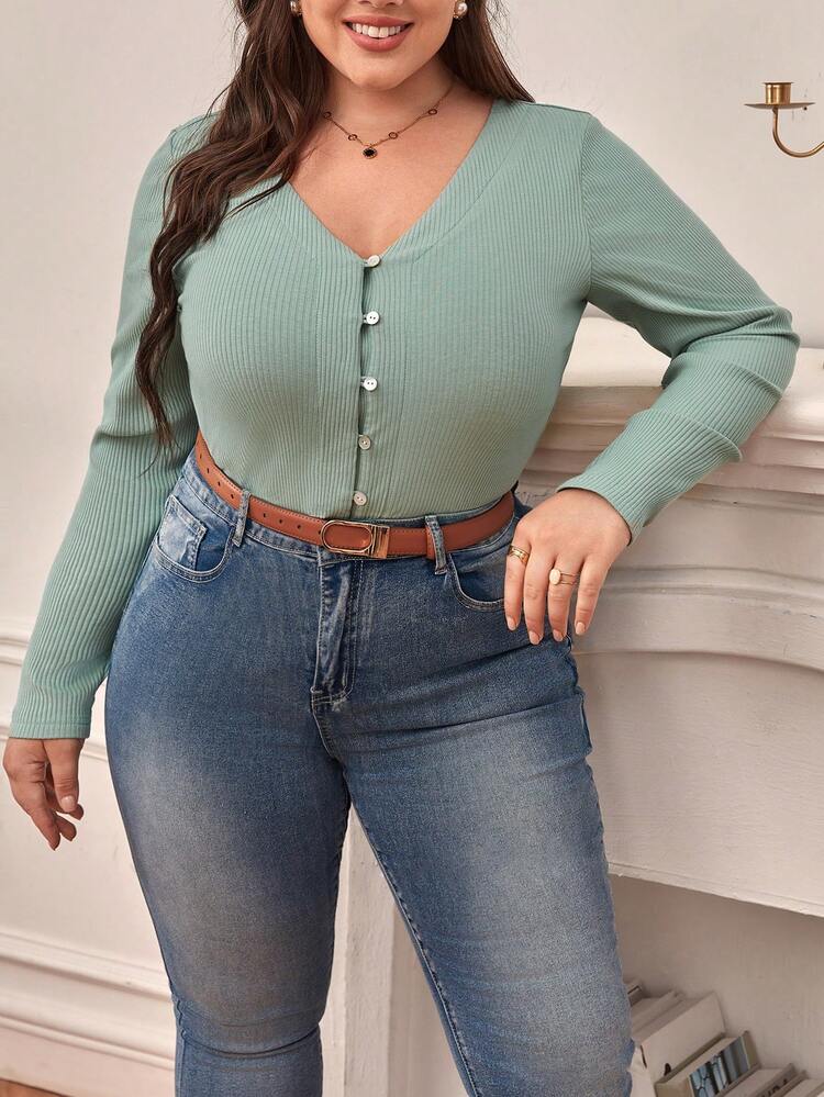 Plus Size Women's Striped Long Sleeve T-shirt