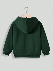 SHEIN Con trai Giải trí Áo nỉ Với Chơi game Máy móc In - Màu xanh lá cây đậm - Xem 2