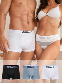 Men's Plain Knitted Fabric Trunks With Medium Stretch Basics Underwear - Multicolor - View 1