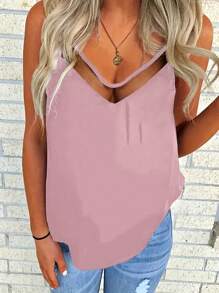 SHEIN EZwear Plus Size Women's Mesh Contrast Cami Top