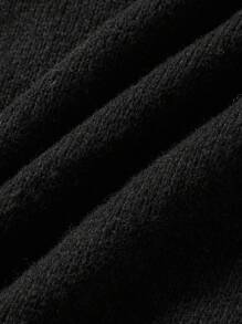 Chiquease Women's Solid Color Half Button Down Sweater Dress - Black - View 3