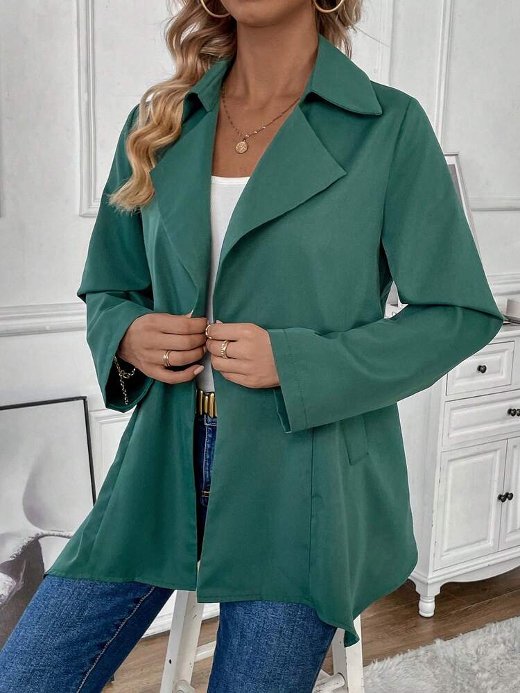 Women's Solid Color Front Open Coat