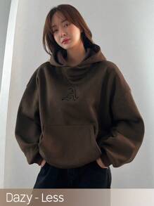 Dazy-Less Damen Hoodie mit Buchstaben-Stickerei, Herbst Damen Kleidung Sweatshirt