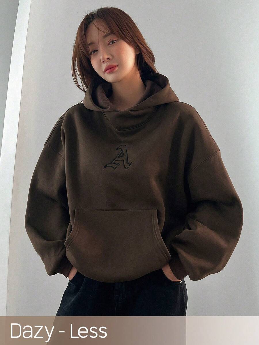 Dazy-Less Damen Hoodie mit Buchstaben-Stickerei, Herbst Damen Kleidung Sweatshirt