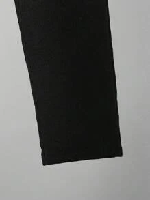 SHEIN Ragazzo Tween monocolore collo a cardigan Camicia e monocolore Pantaloni due pezzi Suit - nero - Visualizzare 5